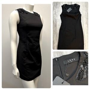 NWT LUNA little black dress. Sleeveless. Stretch. Lined. Sequin & bead details.